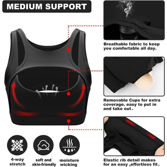 Sports Bra for Women Sexy Hollow Crop Tops with Removable Cups Workout Yoga  Bra - Picture 4 of 6